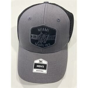 Miami Marlins MLB Charcoal Mass  Adjustable MVP Mesh Snapback New